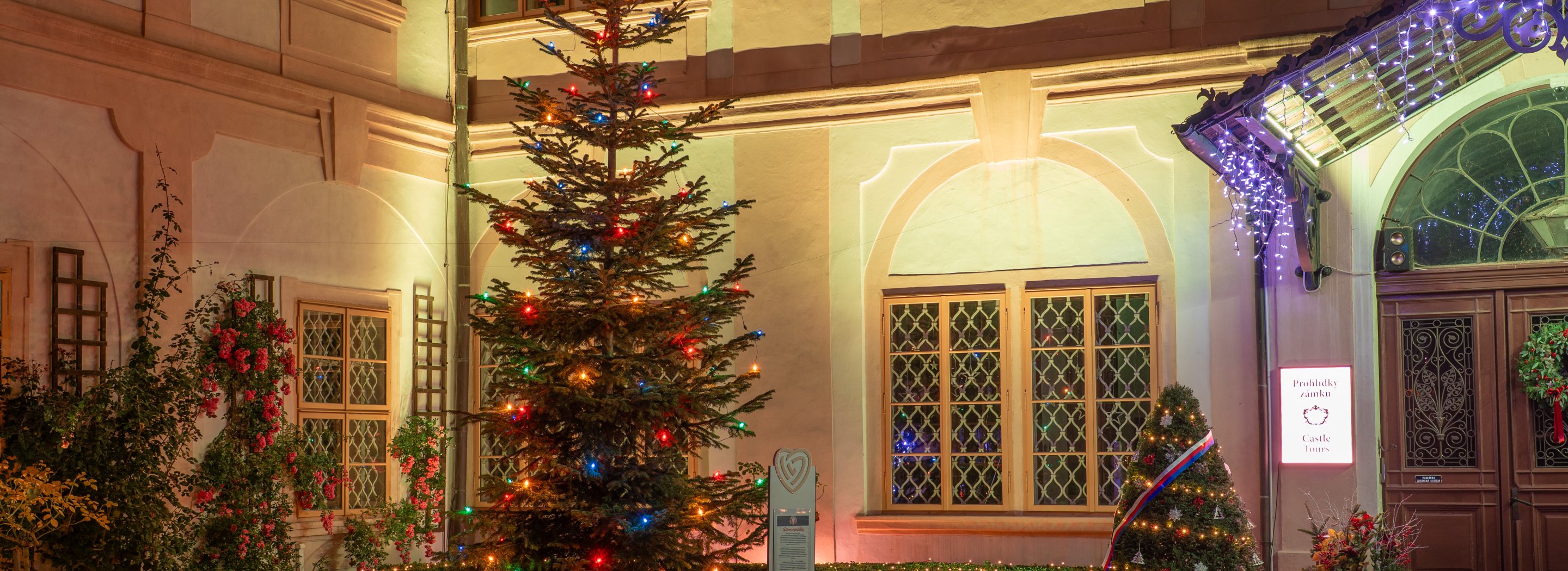 Vánoční strom na nádvoří má poslání pomáhat jako před 100 lety